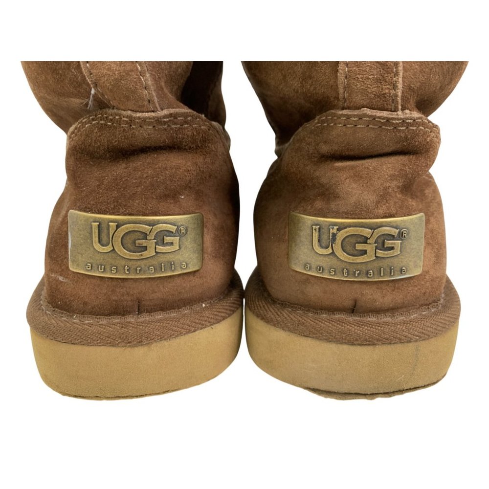 7 UGG Womens Tall Brown Messenger Pocket Shearling Boots Buckle Detail 8587 - Picture 12 of 14